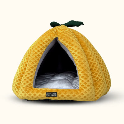 Tail Squad Premium Soft Pumpkin-Shaped Cat Hut (Mustard)