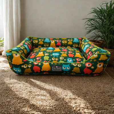 Tail Squad Washable Printed Lounger Bed for Dogs (Astro Sprout)