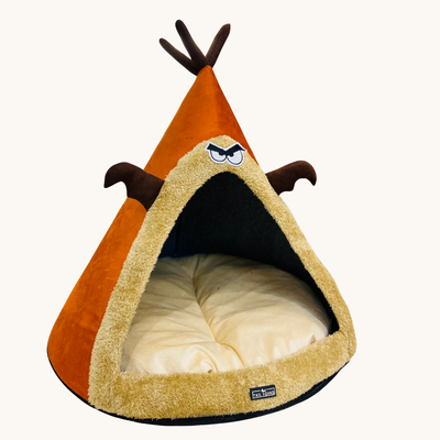 Tail Squad Washable Cozy Dog and Cat Cave Bed (Angry Deer)