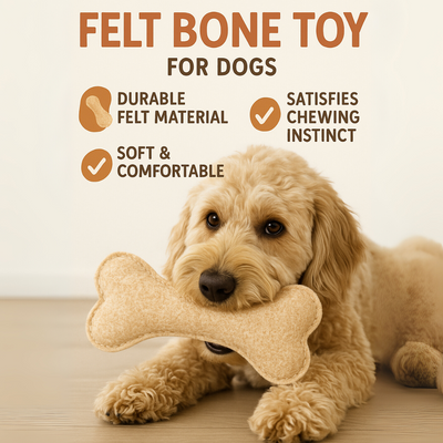 Tail Squad Eco-Friendly Felt Bone Toy For Dogs (Beige)
