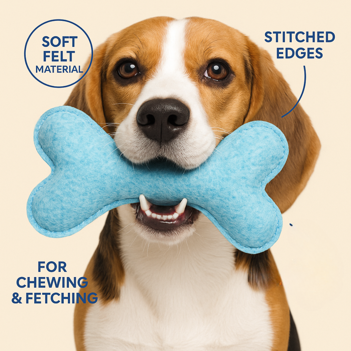 Tail Squad Eco-Friendly Felt Bone Toy For Dogs (Beige) - TAIL SQUAD