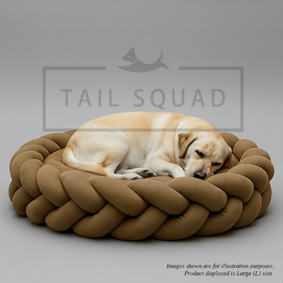 Tail Squad Braided Round Bed for Dogs- Brown