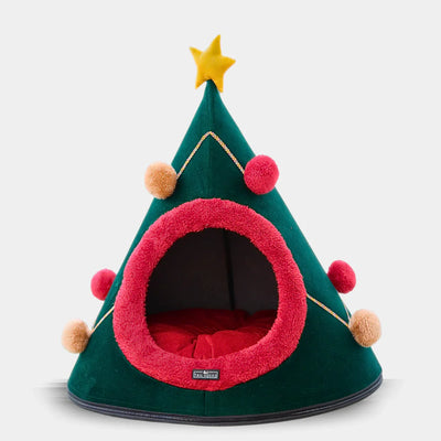Tail Squad Washable Cozy Dog and Cat Cave Bed (X-mas)