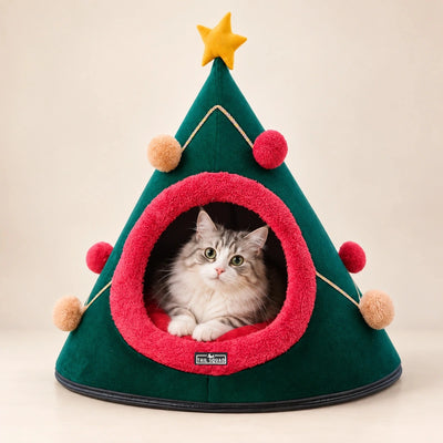 Tail Squad Washable Cozy Cat Cave Bed (X-mas) - Cat Home