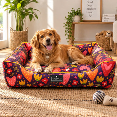 Tail Squad Washable Printed Lounger Dog Bed (Lovescape)