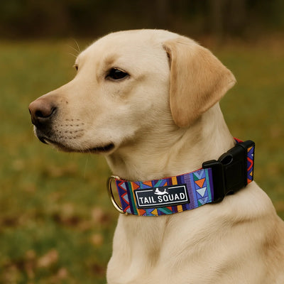 Tail Squad Printed Dog Collar- Tribal Purple