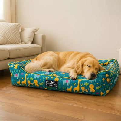 Tail Squad Washable Printed Lounger Bed for Dogs (Forest Kin)