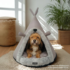 Tail Squad Washable Cozy Dog and Cat Cave Bed (Bear Hugs )