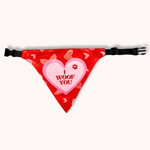 Tail Squad Bandana for Dogs and Cats- I Woof You - TAIL SQUAD