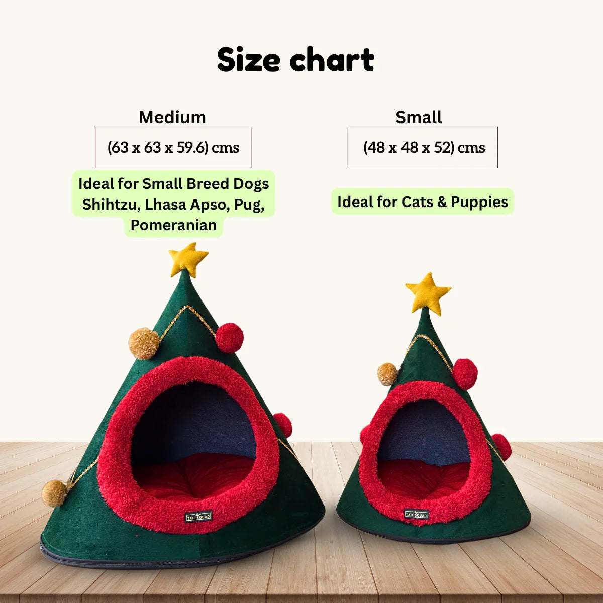 Tail Squad Washable Cozy Dog and Cat Cave Bed (X-mas) - TAIL SQUAD