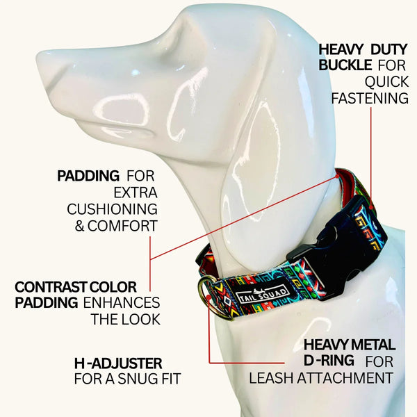 Tail Squad Printed Dog Collar- Tribal Green - TAIL SQUAD