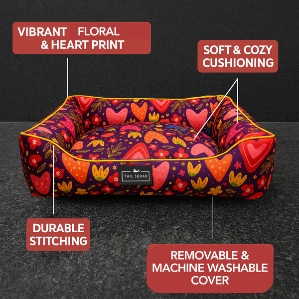 Tail Squad Washable Printed Lounger Bed for Dogs (Lovescape) - TAIL SQUAD