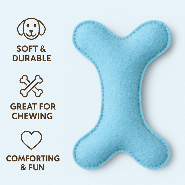 Tail Squad Eco-Friendly Felt Bone Toy For Dogs (Ice Blue) - TAIL SQUAD