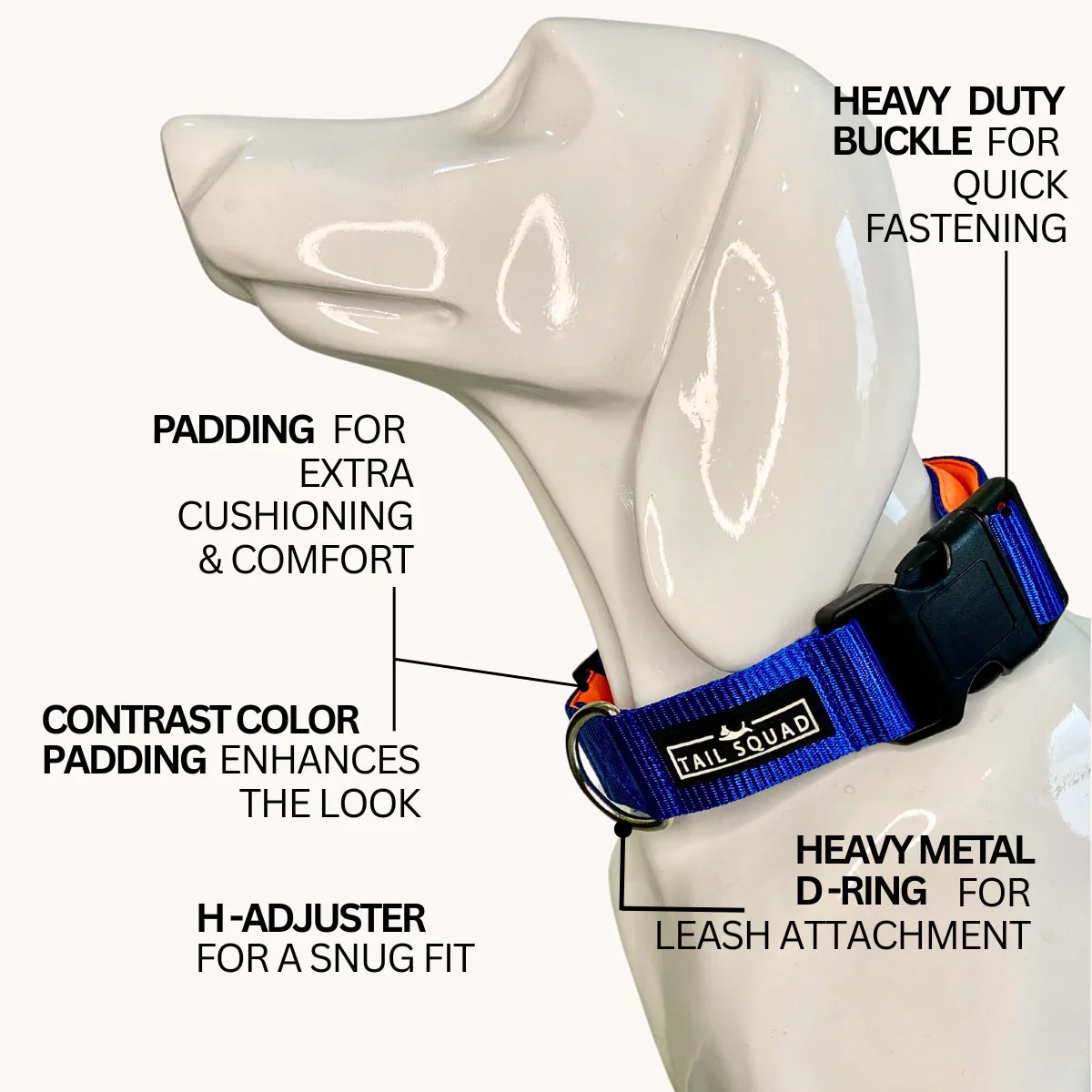 Tail Squad Dog Collar- Blue - TAIL SQUAD