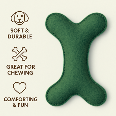 Tail Squad Eco-Friendly Felt Bone Toy For Dogs (Green)