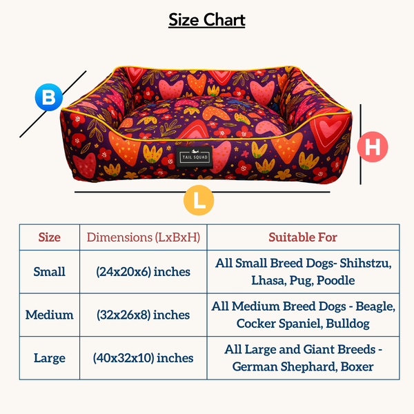 Tail Squad Washable Printed Lounger Bed for Dogs (Lovescape) - TAIL SQUAD