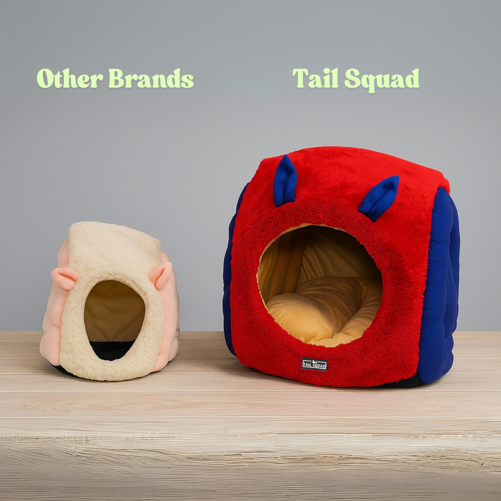 Tail Squad Snail Cave Pet Bed for Adult Cats (Blue & Red) - TAIL SQUAD