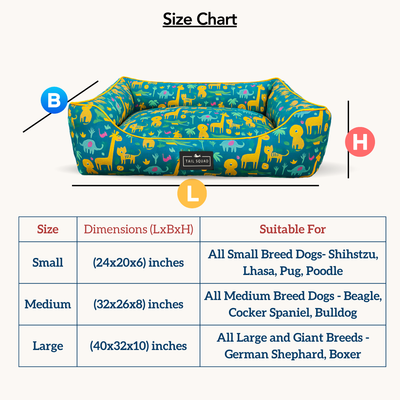 Tail Squad Washable Printed Lounger Bed for Dogs (Forest Kin)