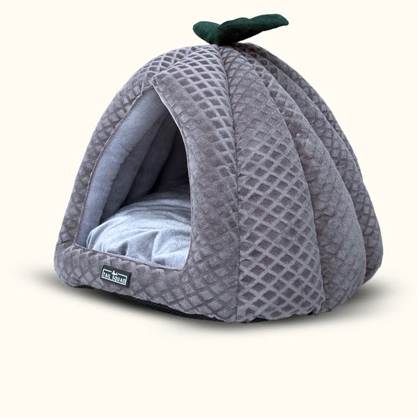 Tail Squad Premium Soft Pumpkin-Shaped Cat Hut (Grey) - TAIL SQUAD