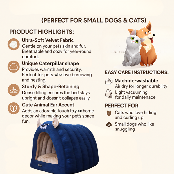 Tail Squad Caterpillar Hut for Dogs (Blue) - TAIL SQUAD