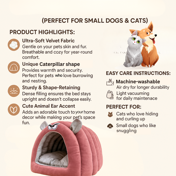 Tail Squad Caterpillar Hut for Dogs (Onion Pink) - TAIL SQUAD | Puppy Hut Online