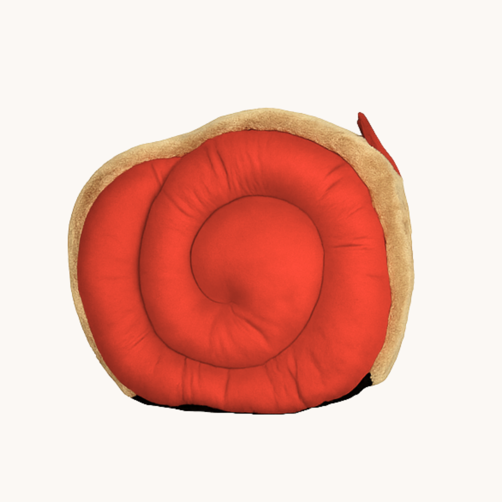 Tail Squad Snail Cave Pet Bed for Adult Cats (Red & Beige) - TAIL SQUAD
