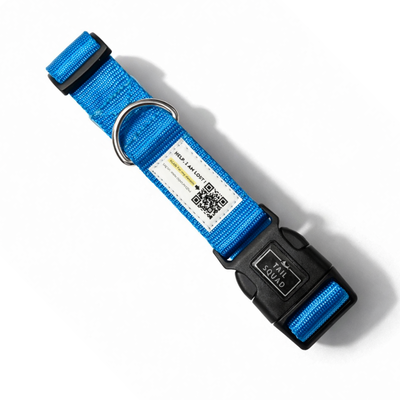 Tail Squad Smart Padded Dog Collar QR Enabled – Blue