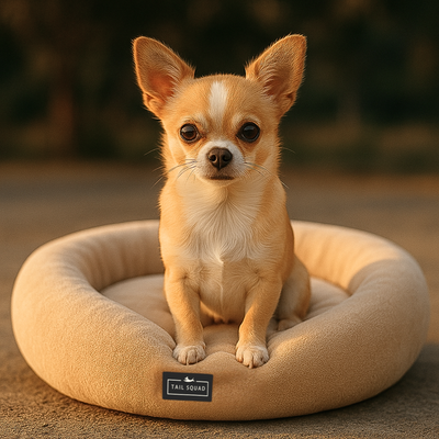 Tail Squad Round Bed for Dogs- Beige