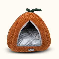 Tail Squad Premium Soft Pumpkin-Shaped Cat Hut (Rust)