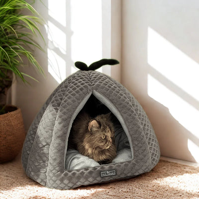 Tail Squad Premium Soft Pumpkin-Shaped Cat Hut (Grey)