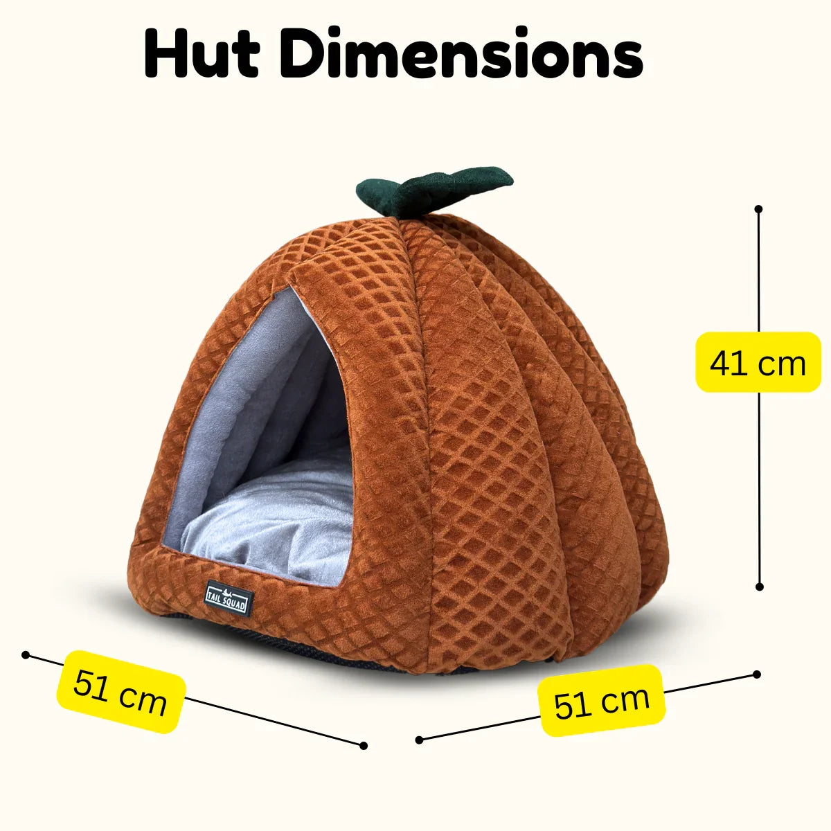 Tail Squad Premium Soft Pumpkin-Shaped Cat Hut (Rust) - TAIL SQUAD