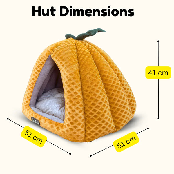 Tail Squad Premium Soft Pumpkin-Shaped Cat Hut (Mustard) - TAIL SQUAD