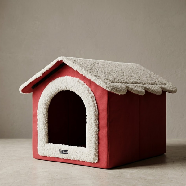 Tail Squad Foldable Cat Hut- For Kittens & Adult Cats - Red