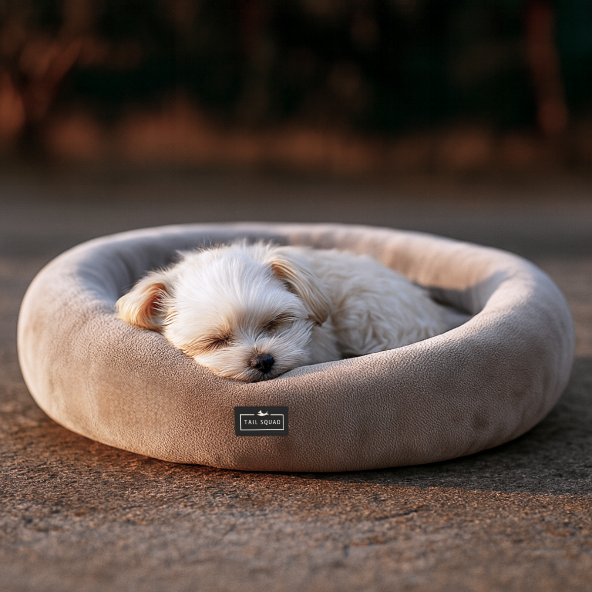 Tail Squad Round Bed for Dogs- Grey