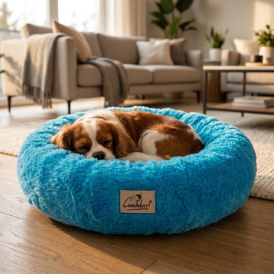 Tail Squad Soft Round Dog Bed – Sky Blue
