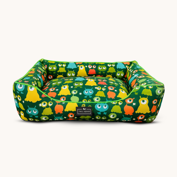 Tail Squad Washable Printed Lounger Bed for Dogs (Astro Sprout) - TAIL SQUAD