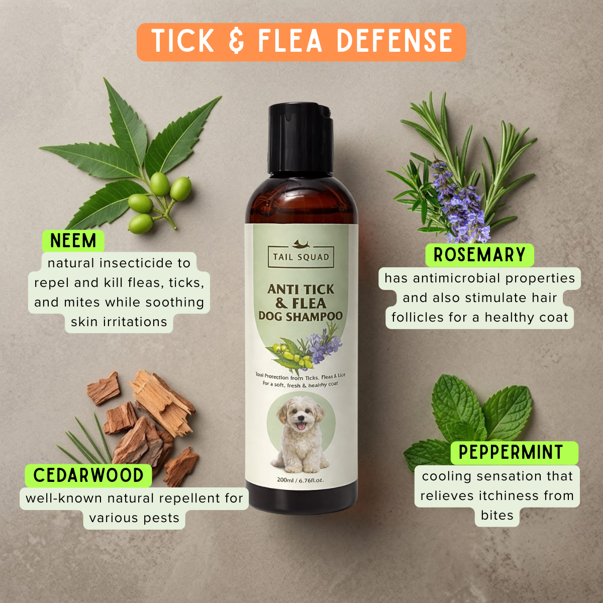 Anti Tick & Flea Dog Shampoo – Powerful Protection & Gentle Care- 200ml