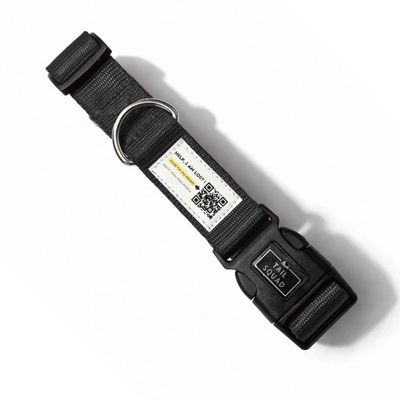Tail Squad Smart Padded Dog Collar QR Enabled – Black