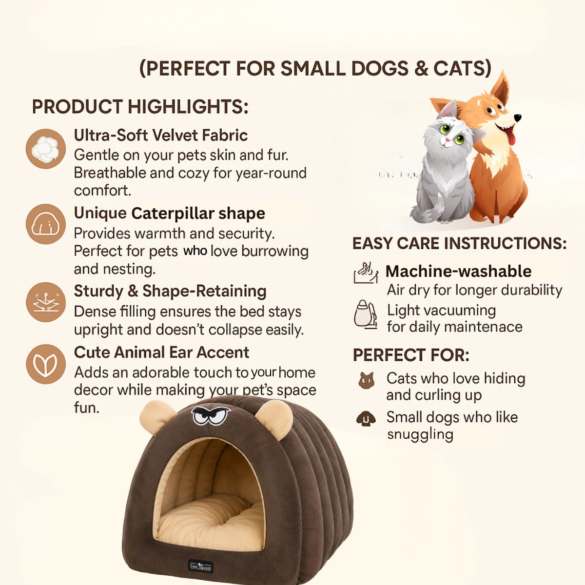 Tail Squad Caterpillar Pet House for Dogs & Cats