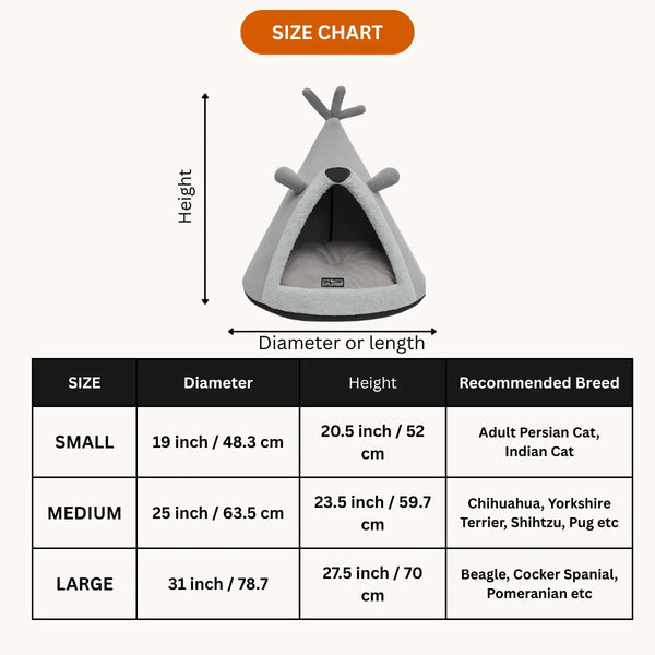 Tail Squad Washable Cozy Dog and Cat Cave Bed (Bear Hugs - Grey) - TAIL SQUAD