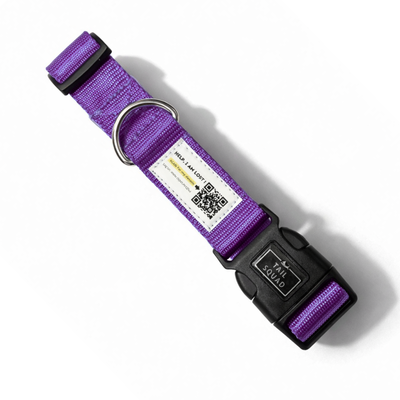Tail Squad Smart Padded QR Code Dog Collar – Purple