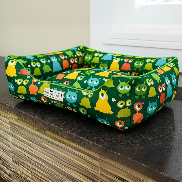 Tail Squad Washable Printed Lounger Bed for Dogs (Astro Sprout) - TAIL SQUAD
