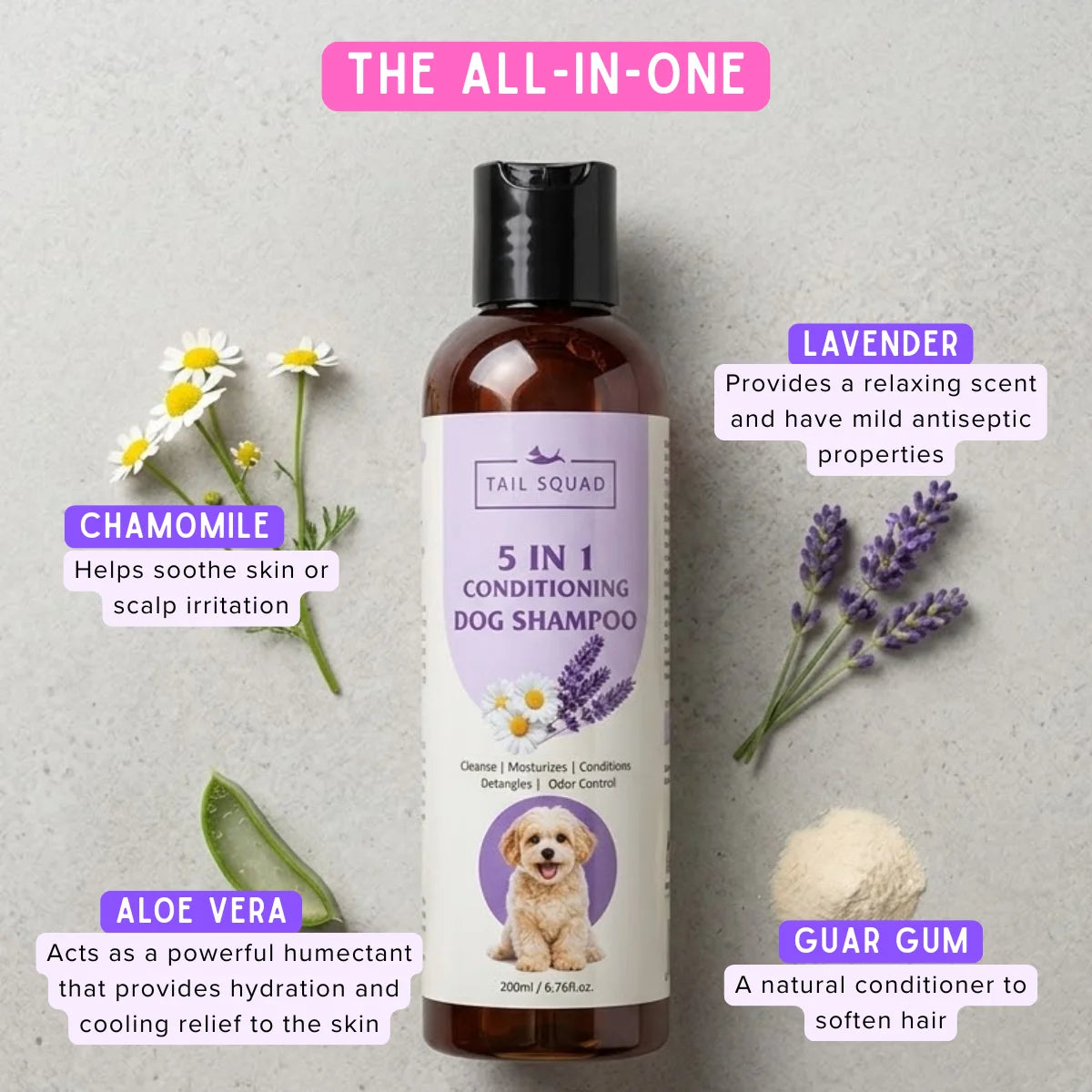 Multi-benefit dog shampoo formulated to clean, soften, and enhance coat shine.