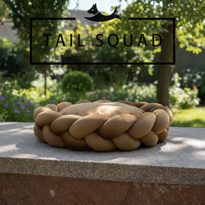 Tail Squad Braided Round Bed for Dogs- Brown