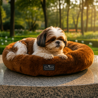 Tail Squad Round Bed for Dogs- Coffee