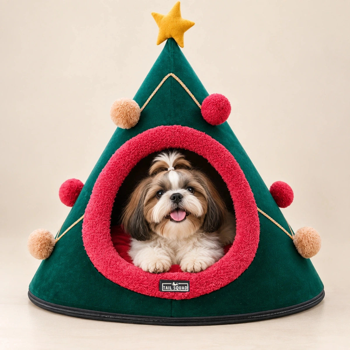 Tail Squad Washable Cozy X-mas Dog Bed