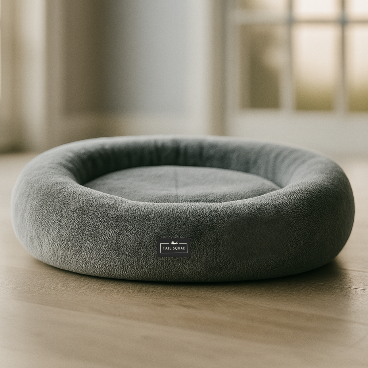 Tail Squad Round Bed for Dogs- Grey