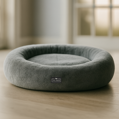 Tail Squad Round Bed for Dogs- Grey