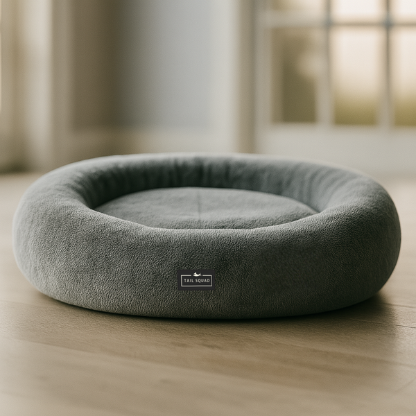 Tail Squad Round Bed for Dogs- Grey