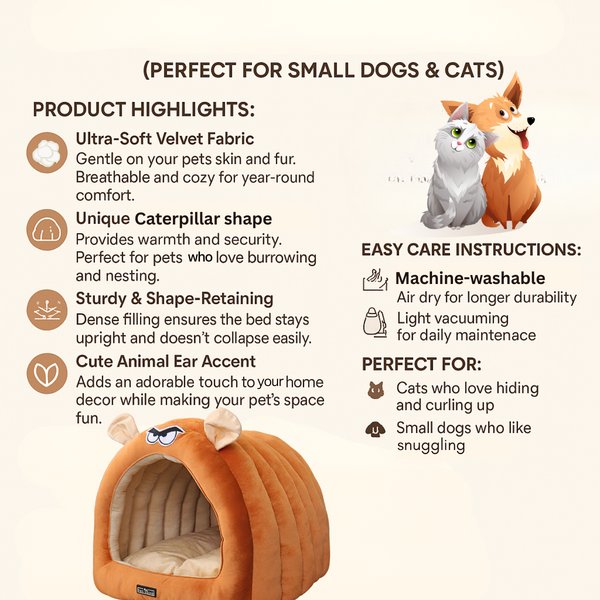 Tail Squad Caterpillar Hut for Dogs (Beige) - TAIL SQUAD